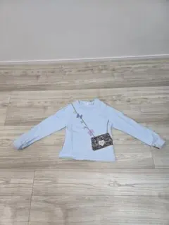 mezzo piano　水色 長袖 トレーナー ハンドバッグ刺繍付き