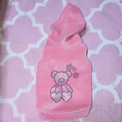 新品新作ピンク きらきらクマデザインフード付き犬服M