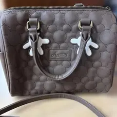 Areeam ディズニー ミッキー ミニボストンバッグ/茶　付属ストラップ