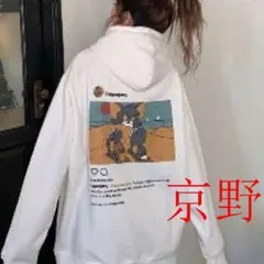 ホワイト 韓国 秋服 冬服 トップス パーカー トレーナー 裏起毛 XLサイB