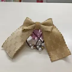 リボン付きヘアゴム ベージュ