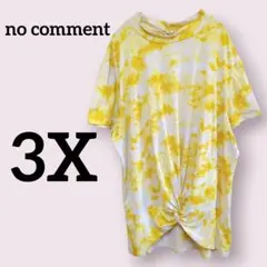 no comment【3X】タイダイ柄 半袖Tシャツ 白/黄色 裾おしゃれ