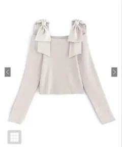 オフショルダーリボンストラップニットトップス