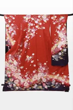 振袖 深紅 正絹 紫色長襦袢 - メルカリ