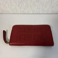 SEE BY CHLOE シーバイクロエ 長財布 レッド ラウンドファスナー