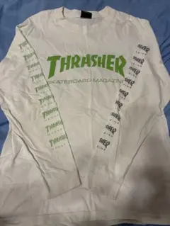 は*ル様 THRASHER 長袖カットソー ホワイト グリーンロゴのサムネイル