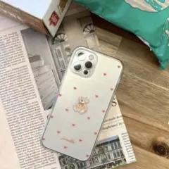 iPhone13pro・iPhoneケース・iPhoneカバー・くま・ハート柄