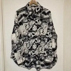 断捨離　早い者勝ち　menidiom デザインシャツ　総柄　オーバーサイズ