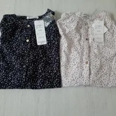 しまむら　ノースリーブシャツ 中黒・中白 M