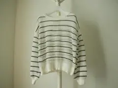 新品　ボーダートップス　白×黒　Lサイズ　透け感
