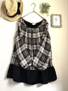 HusHusH♡ハシュハシュ♡ペプラム　シフォン　ブラウス　チェック　チュニック
