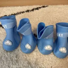 【未使用品】ペット靴 2XL 犬用 レインシューズ 防水 滑り止め ブルー 4足