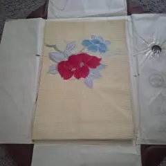 名古屋帯 紗 縞模様 花刺繍 夏帯、正絹 名古屋帯 紗 縞模様 花刺繍 夏帯、正絹 - メルカリ