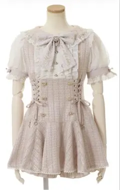 半袖メッセージリボンツイードセットアップ