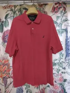 【夏！】USA古着 【NAUTICA】 ポロシャツ 無地 アメカジ レッドのサムネイル