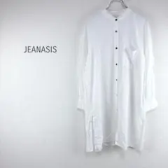 【ジーナシス】ロングシャツ F サイドスリット オフィスカジュアル 無地