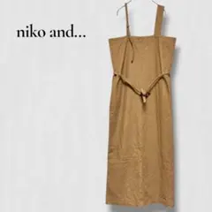 .ニコアンド　ロングワンピース サロペット　アシンメトリー　ウエストリボンのサムネイル