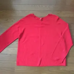 ユニクロ 赤 3Dコットンクルーネックセーターニット XL UNIQLO