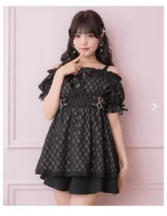 ROJITA オフショルシアーセットアップ ブラック