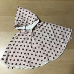 水玉模様のフード付きポンチョ　フリーサイズ