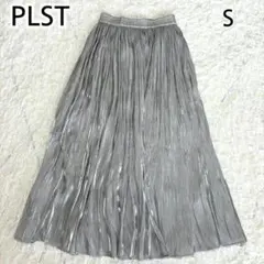 美品 PLST プラステ メタリックサテンプリーツスカート Sサイズ シルバーのサムネイル