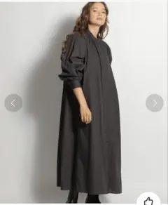 ニコアンド　高密スタンドカラーマキシシャツワンピース