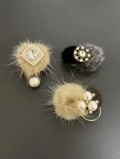 冬用　変わり帯留め　個性的　3点セット　和装小物