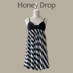 【ハニードロップ】M　ブラック黒　グレー　キャミソールワンピース　パット裏地付