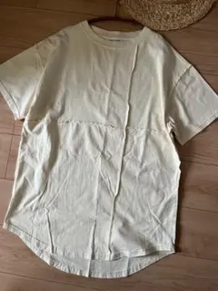 ハートマーケット　シンプル　切り替え　白　カットソー　Tシャツ　チュニック