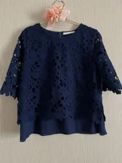 タグ無し未着用アーバンリサーチ　ネイビー レース レイヤードトップス