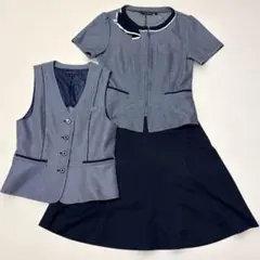 グレー ネイビー スカートセットアップ　9号