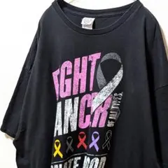 デルタ ファイトキャンサー デカロゴ Tシャツ ブラック黒 2XL 古着