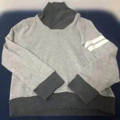 裏起毛 グレー ハイネック トレーナー