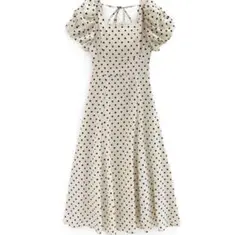 GRL ドット柄バルーンスリーブフレアワンピース[ru1163] Mサイズ