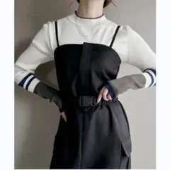 ベルト付き2wayカーゴキャミワンピース 黒