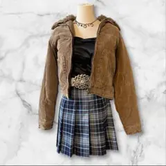 Abercrombie Y2K Corduroy Jacket Faux Fur