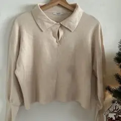 POU DOU DOU オフホワイトポロ襟 ニット￼　フリーサイズ