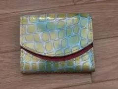 小さいふ クアトロガッツ 三つ折り財布 ブルーグリーン ステンドグラス風