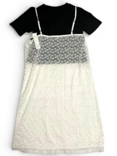 【新品】2点セット　Lサイズ　半袖　カットソー　レース　キャミワンピ　即日発送