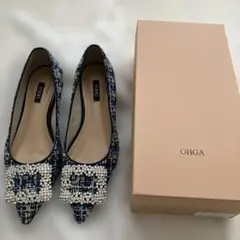 OHGA ビジュー付きフラットシューズ
