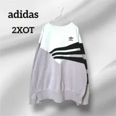 アディダス　トレーナー　3色ストライプ 　刺繍　ラベンダー　2XO