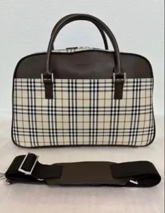 【BURBERRY】美品 バーバリー ノバチェック ボストン 2way ブラウン