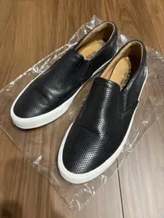 処分価格‼️COACH コーチ　スリッポン　レザー　パンチング　ブラック