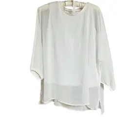 【美品】ホワイト シースルー 五分袖 トップス　L