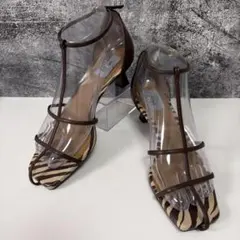 極美品 Le Talon GRISE サンダル ダブルTストラップ ゼブラのサムネイル