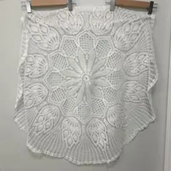 円形　直径100センチ超　レース編み　テーブルクロス　ホワイト