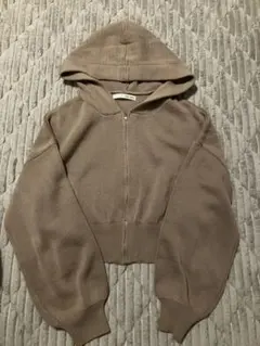 ROYAL PARTY ブラウン クロップドニットパーカー