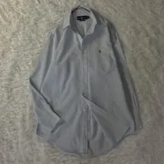 極美品✨Ralph Lauren BDシャツ ストライプ ポニー刺繍 水色 XL