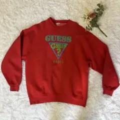 GUESS/ゲス★ゲスロゴ★スウェット/トレーナー★レッド×ホワイト/赤白★XL