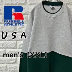 【RUSSEL】 USA スウェット【メンズXXL】グレー　グリーン　I16のサムネイル
